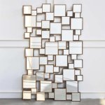 Cubist Geometric Wooden Mirror