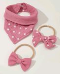 Pink Polka V-bib And Headbands 3PSC - The Purple Lovey