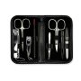 Manicure Set Faux Leather Extra-fine Black 5213 F N 8 Piece