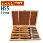 Craft Chisel Set Wood Turning 270MM Hss 5 Piece Wood Case