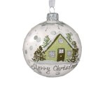 Glass Ball With House 8CM Transparent
