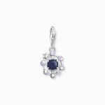 Charm Pendant - Moon Phase With Imitation Sandstone Silver Blackened