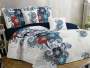 Smte 5 Piece Quilt Set Blue Flower Bedspread Set With Keychain