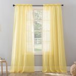 No. 918 Erica Crushed Sheer Voile Rod Pocket Curtain Panel 51" X 95" Yellow