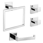 Turs Bathroom Accessory Set Polished Towel Ring Set Stainless Steel Toilet Paper Holder Towel Ring Robe Hook Wall Mount