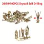 20/50/100PCS Gypsum Board Expansion Screw Convenient Plug-in Gypsum Board Expansion Anchor Fiber Cement Board Ette Board Zinc Expansion Screw Nail Fasteners Steel Screws Drywall