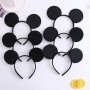 1PC Mickey & Minnie Mouse Ears Headband - Cute Black Bow Hair Accessory For Parties And Cosplay