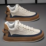 High Top Pu Leather Skate Shoes For Men - Durable Comfy Anti-skid Sneakers With Platform Sole