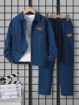 Boy's 2-PIECE Casual Co Ord Set Solid Long Sleeve Jacket And Jogger Pants Comfy Spring Fall Clothes