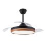 Black Wood Finish Retractable Ceiling Fan With Lights - Ems