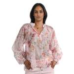 Rose Print Mandarin Shirt - Blush Free