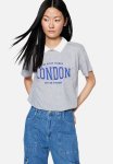 Polo Neck Slogan Tee - Gray