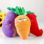 1PC Cartoon Vegetable Design Pet Grinding Teeth Squeaky Plush Toy Chewing Toy For Dog Interactive Supply