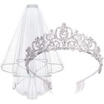 Didder Tiara And Lace Bridal Veil Crown Wedding Veils And Headpieces For Women White Veils For Brides Tiaras For Women Bachelore
