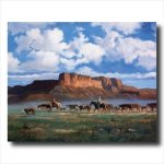 Art Prints Inc Cowboys Horses Cattle Western Landscape Animal Wall Picture Art Print