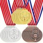 Set Of 3 Champion Metallic Medals - Glittering Golden/silvery/bronze Decorations For Sports & School Competitions Perfect With Victory Ribbons For Football Basketball Volleyball Baseball Events