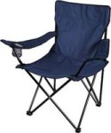 Totally Camping Chair Blue- Strong And Durable Steel Frame Construction Lightweight Polyester Arms Back And Seat Built-in Drink And Magazine Holder