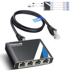 Newcare Gigabit Ethernet Splitter 1 To 4 With 3.3FT Lan Cable 1000MBPS High Speed 1 In 4 Out RJ45 Multi Port Internet Splitter F