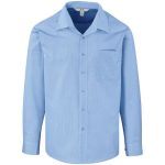 Mens Long Sleeve Micro Check Shirt Light Blue