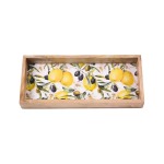 Rectangular Wooden Decorative Tray - Navy And Pink Abstract