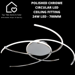 Polished Chrome Circular LED Ceiling Fitting - 24W LED - 700MM
