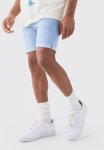 Skinny Stretch Denim Shorts In Light Blue - Light Blue