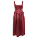 Ruby Red Corset Midi Dress