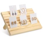 Yookeer Wooden Earring Display Stand Jewelry Organizer Rustic Wooden Business Card Holder Table Displays For Shows 11.02 X 7.48