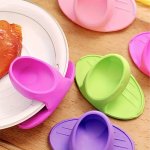 2PCS Silicone Heat Resistant Finger Grips Non-electric Thermo Rubber Anti-scald Pot Holder Kitchen Tool Set For Microwave & Oven