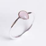 Silver Stack Teardrop Rose Quartz Gemstone Ring - 8 Rose Quartz