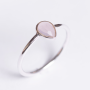 Silver Stack Teardrop Rose Quartz Gemstone Ring - 8 / Rose Quartz