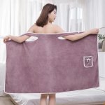 Microfiber Bath Towel Skirt For Adults Contemporary Patchwork Design Oblong Super Soft Knit Fabric Wearable Bathrobe With Cartoo