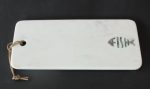 Oblong White Chopping Board With Mother Of Pearl Inserts Fish – 35.5X20CM