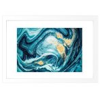 Abstract Ocean Waves With Gold Embellishment Framed Print 1330 X 930