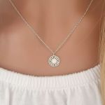Gianna 925 Sterling Silver Fire & Snow Synthetic Opal Necklace 11MM 45CM Chain