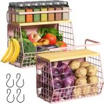 Magnetic Shelf For Fridge With Wood Lid Fruit Potato And Onion Storage Bins Pantry Organizers & Storage Large Container Magnetic