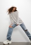 Stripe Oversized Tee - Ecru & Choc