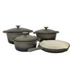Smte Dh The Best 7 Piece Enameled Cast Iron Dutch Oven Cookware Set Charcoal Grey With Keychain