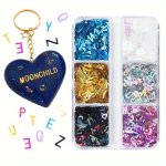 1BOX Holographic English Letter Resin Glitter Sequins For Epoxy Resin Filling Accessories Alphabet Flakes Diy Silicone Mold Fill