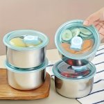 Stainless Steel Food Storage Container - Shatterproof Reusable Round Box With Flip-top Lid For Fruits & Vegetables Perfect For K