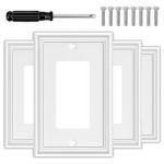 White Decorative Single Decorator Switch Covers Wall Plate Natural Material Rocker Switch Plates Outlet Covers For Receptacle Gf