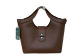 Elegant Whipstitch Accented Handbag- Dark Brown
