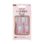 Nail Kit Long Coffin 24PCS - Pink With Glitter