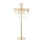 Gold Floor Candelabra For Centerpieces 45.3IN Tall 5-BRANCH Candle Holder With Crystal Beaded Chandelier Holder Stand For Weddin