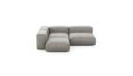 Three Module Corner Sofa - Velvet - Light Grey - 241CM X 199CM