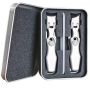 Portable Ultra Sharp Nail Clippers Silver Flat + Beveled + Glass Set