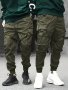 Men's Solid Pants With Multi Pockets Casual Belts Decor Joggers For Spring Fall Outdoor Activities Gift