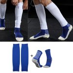 2 Pairs Football Socks & Leg Sleeve Sets Sweat-absorbing Breathable Sports Socks Leg Support Non-slip Calf Socks Sleeve Suitable
