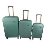 Smte Quad Wheel Travel Luggage 3 Piece Luggage Set Line Soda Green With Keychain