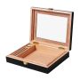 Cedar Wood Humidor Cigar Box And Cutter Set - Black